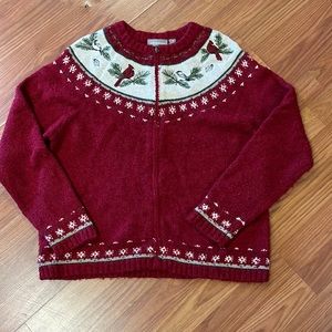 Croft & Barrow Medium Zip Up Christmas Cardigan Sweater